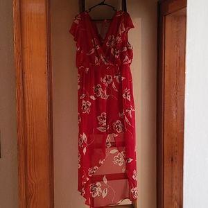 Red floral dress